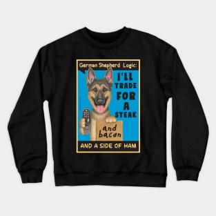 German Shepherd holding remote control Crewneck Sweatshirt